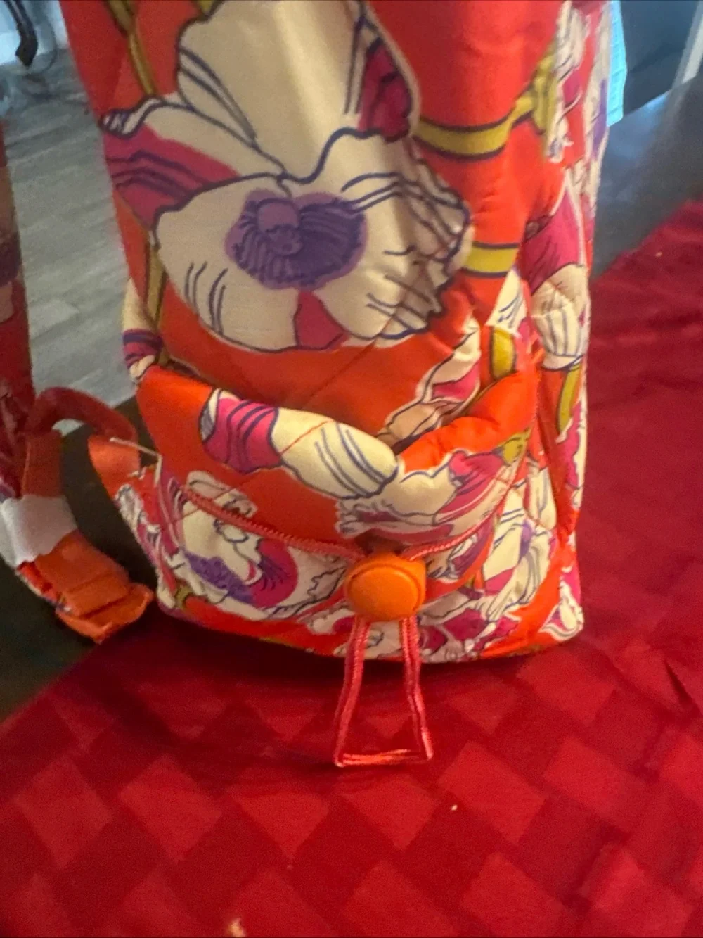 Floral Quilted cooler Backpack - Orange Floral